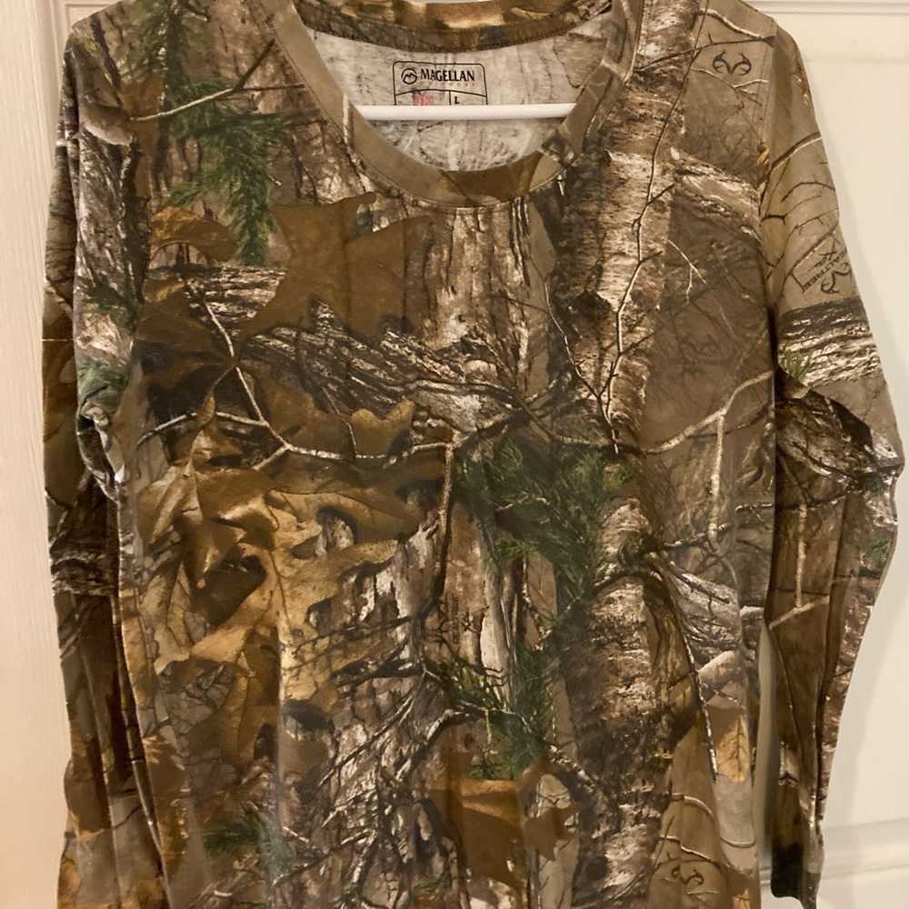 Magellan Outdoors Kids Long Sleeve Camo Tee in Brown Green Tan